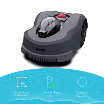 NOVABOT N2000 Robot Lawn Mower Perimeter Wire Free RTK+TOF+Vision Robotic Lawn Mower for 1.50 Acres Cut Height 0.8"-3.5" Adjustable APP Control AI-Assisted Mapping Virtual Boundaries Multi-Zone
